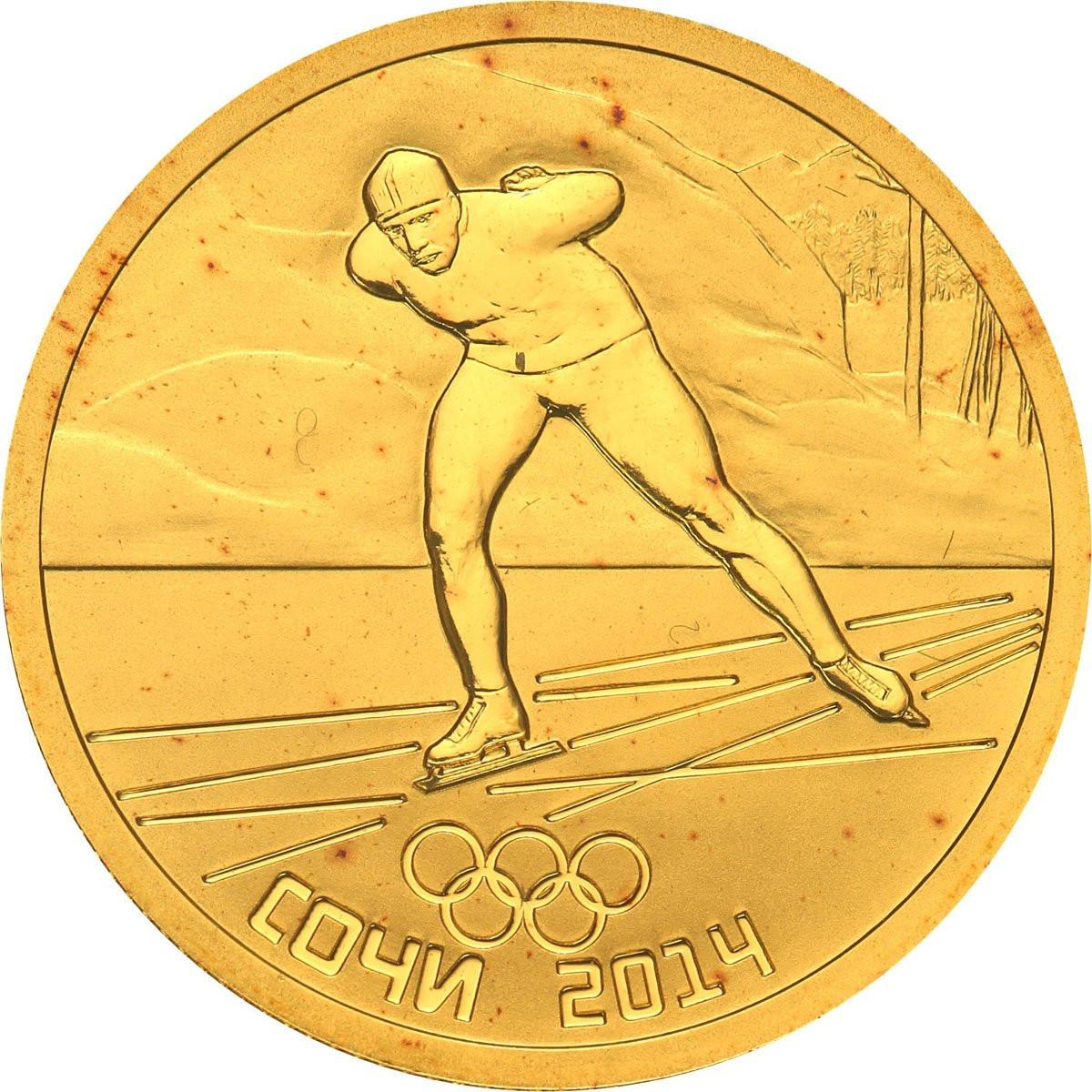 Rosja. 50 Rubli 2014 Olimpiada Soczi - Łyżwiarz - 1/4 uncji złota