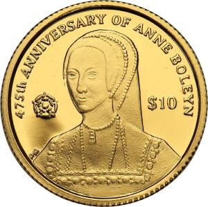 Bryt. Wyspy Dziewicze 10 dolarów 2011 475. Rocznica śmierci Anny Boleyn