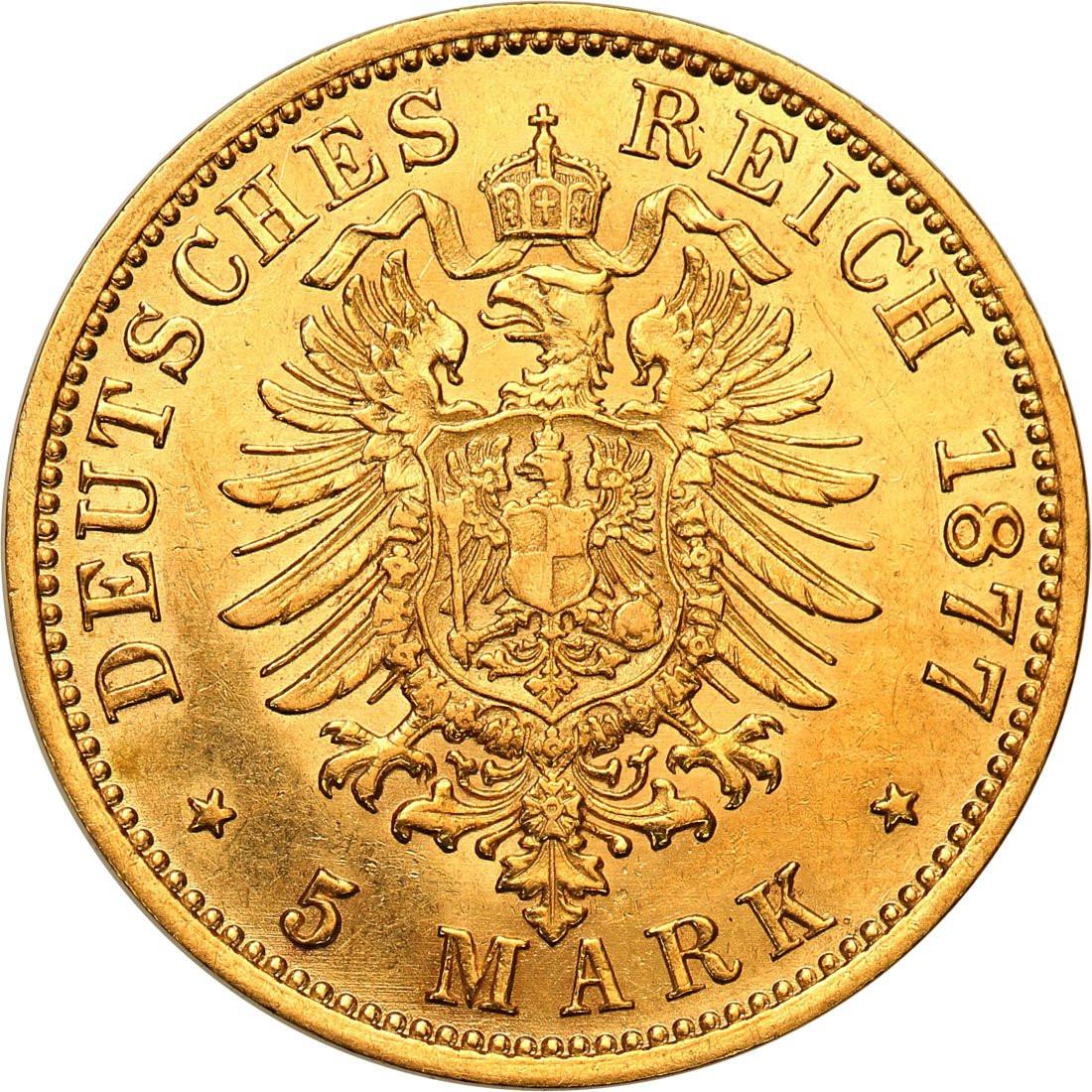 Niemcy Prusy Wilhelm I 5 Marek 1877 A Berlin