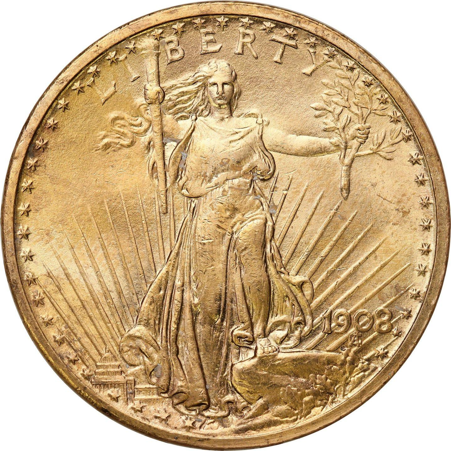 USA 20 dolarów 1908 no motto, Filadelfia, Saint Gaudens