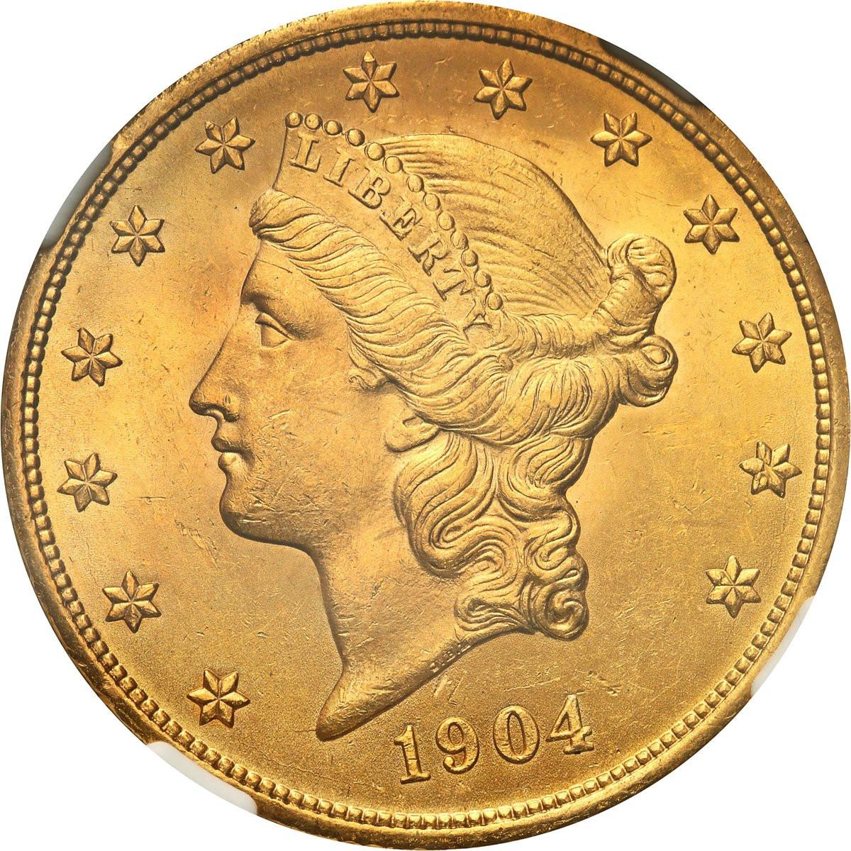 USA. 20 dolarów Liberty 1904 Filadelfia NGC MS64