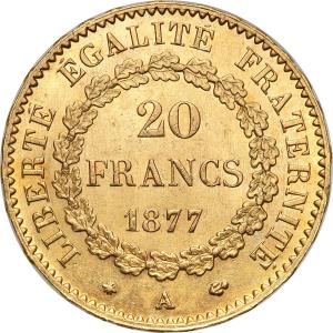 Francja III Republika. 20 franków 1877 A Paryż ANIOŁ