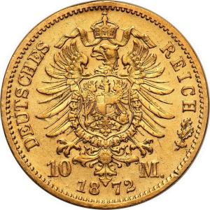 Niemcy Prusy Wilhelm I 10 Marek 1872 B