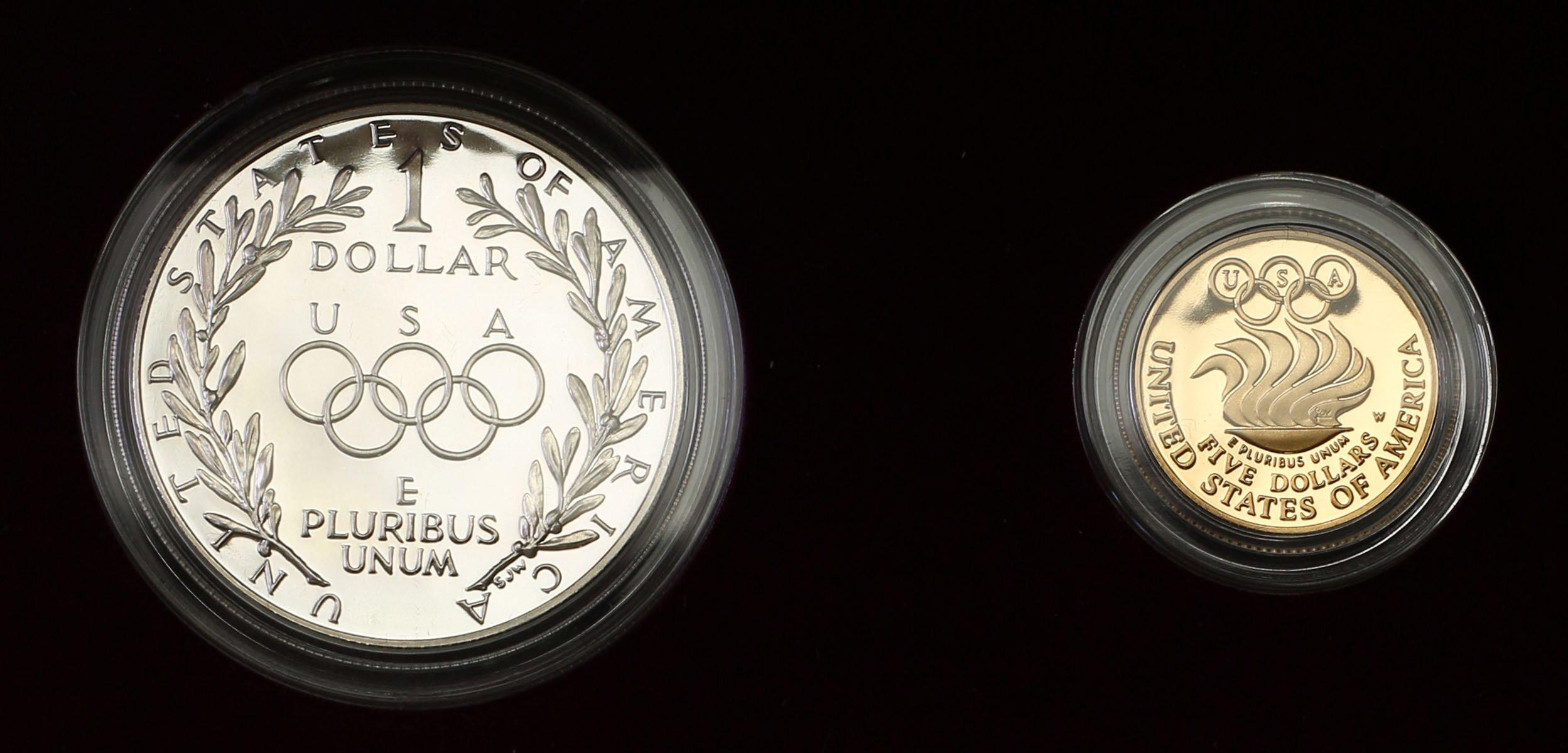 USA. 1 - 5 dolarów 1988 - Igrzyska Olimpijskie ZŁOTO + srebro