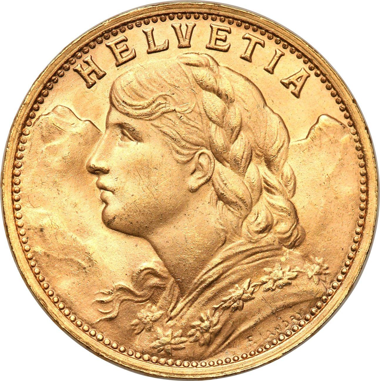 Szwajcaria. Helvetia 20 franków 1935