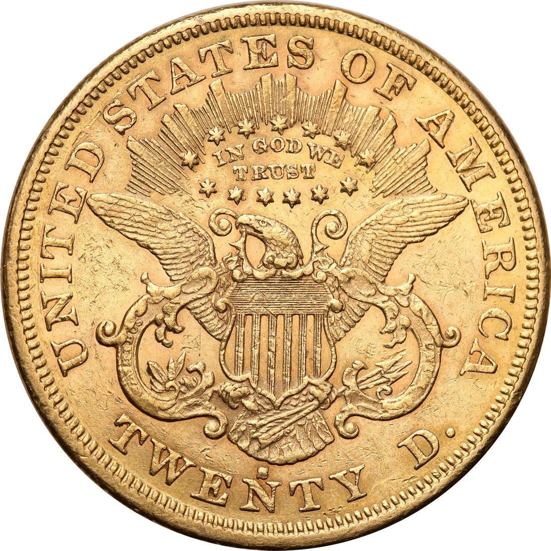 USA 20 dolarów 1873 San Francisco TWENTY D otwarta cyfra 3 st. 2-