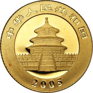 Chiny 20 Yuan 2005 Panda (1/20 uncji Au) st. L