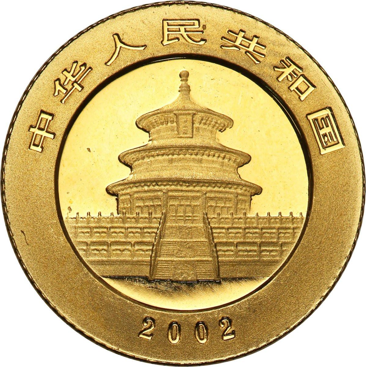 Chiny 20 Yuan 2002 Panda (1/20 uncji Au) st. L