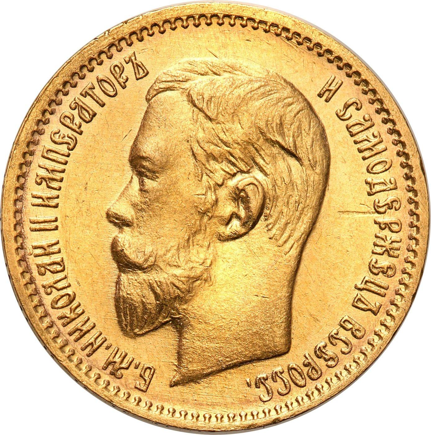 Rosja Mikołaj II 5 Rubli 1904 AP, Petersburg st. 1