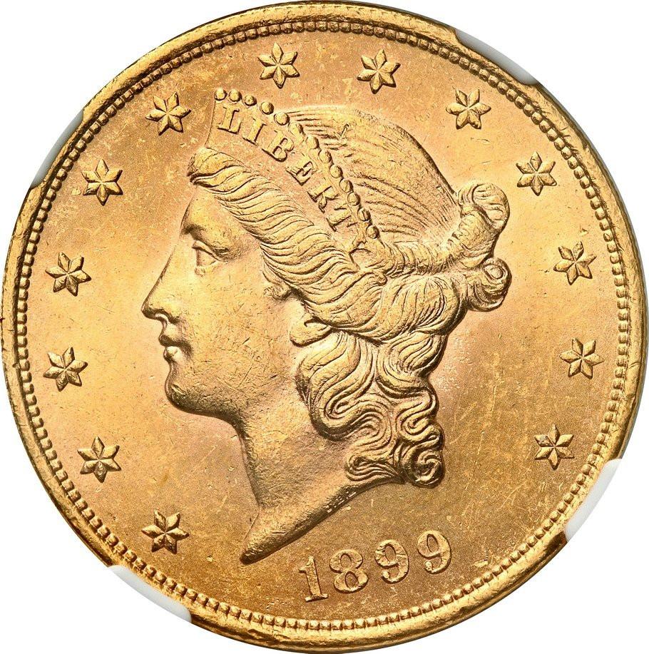 USA. 20 dolarów 1899 Filadelfia Liberty NGC MS63