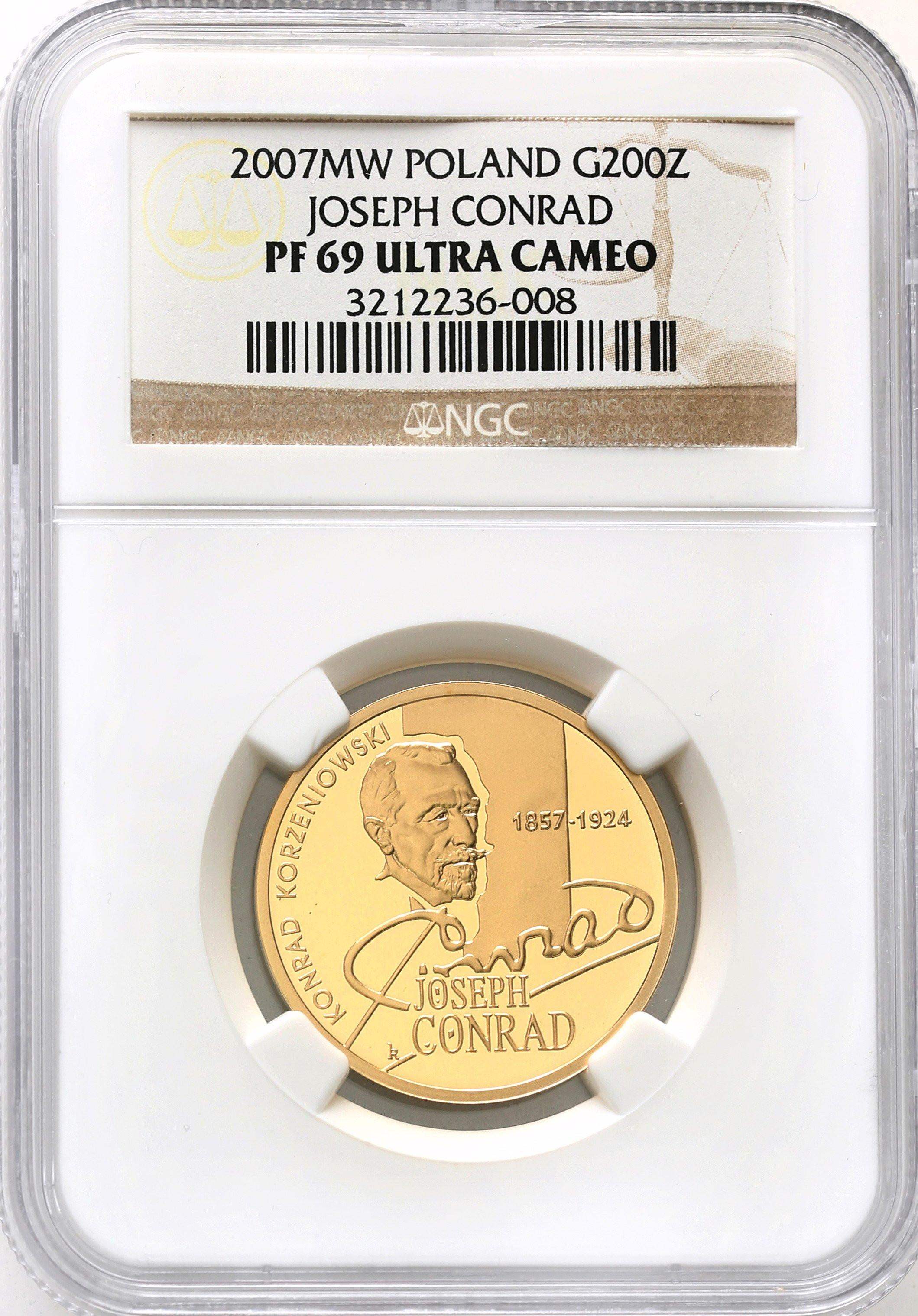 III RP. 200 złotych 2007 Konrad Korzeniowski NGC PF69 ULTRA CAMEO (2MAX)