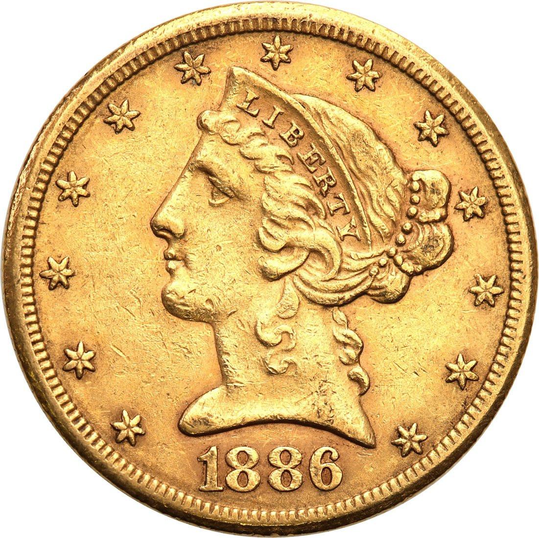 USA 5 dolarów 1886 S San Francisco st. 1-/2+