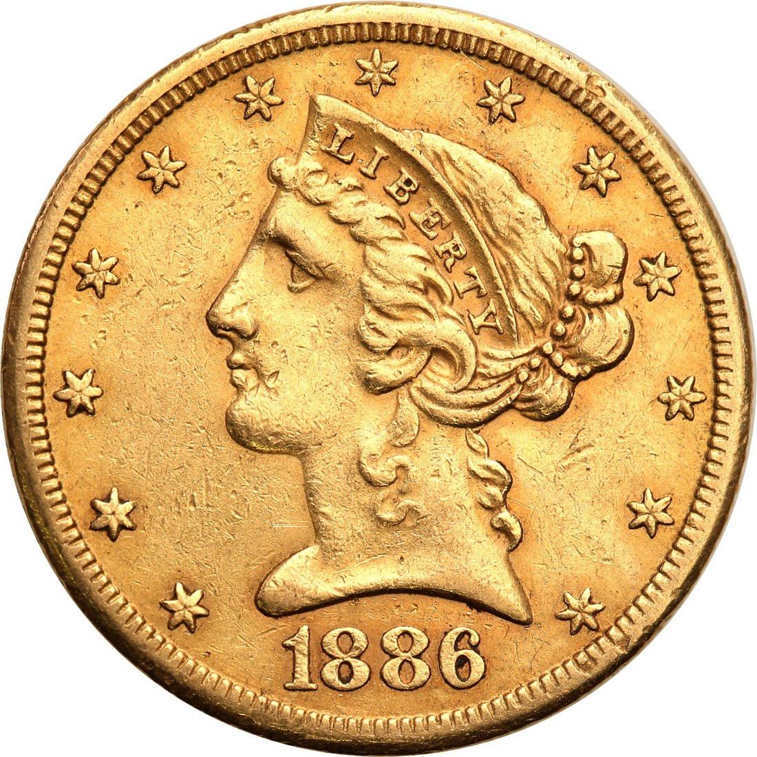 USA 5 dolarów 1886 S San Francisco st. 1-/2+