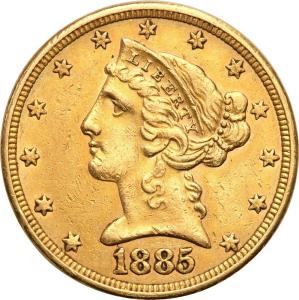 USA 5 dolarów 1885 Filadelfia st.1-/2+