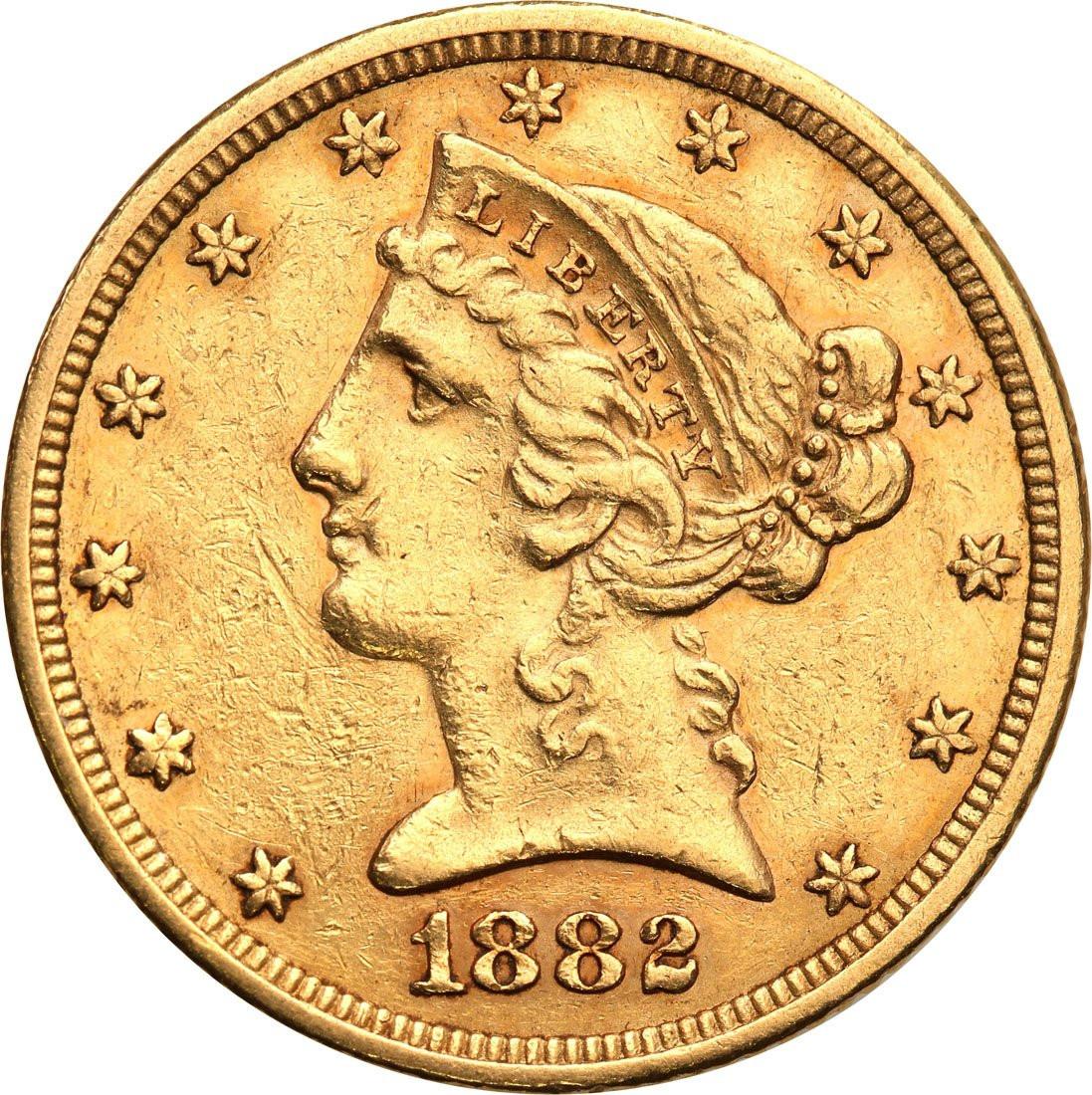 USA 5 dolarów 1884 Filadelfia st. 1-/2+