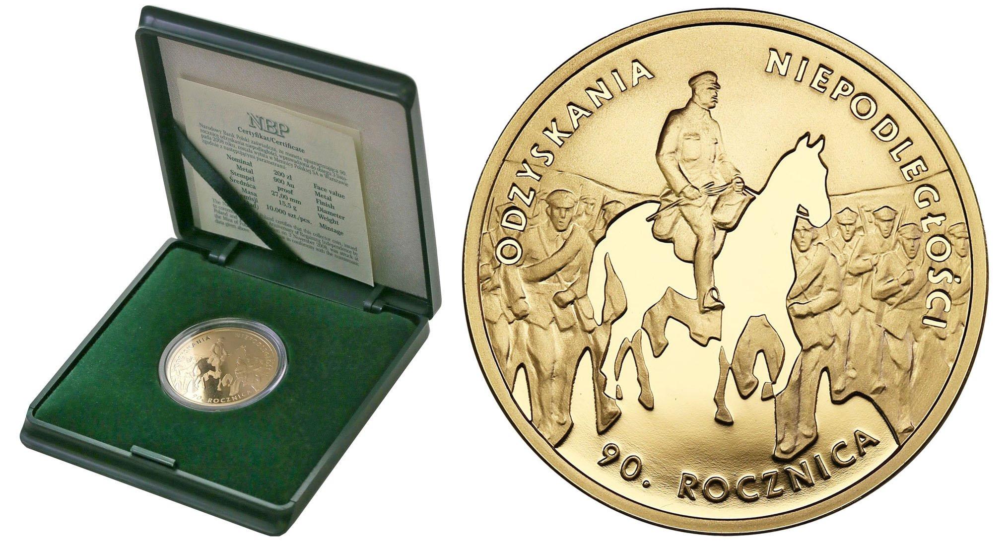 III RP. 200 złotych 2008 90-ta Rocznica Odzyskania Niepodległości