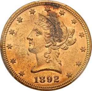USA. 10 dolarów 1892, Filadelfia PCGS MS62