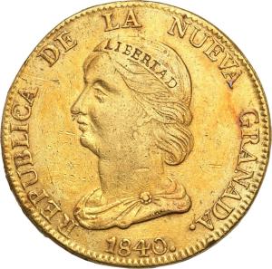 Kolumbia. Nueva Granada 16 Pesos 1840, Bogota