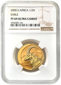 Afryka Południowa. Antylopa 2000 - 1/2 uncji NGC PF69 ULTRA CAMEO (2 MAX)