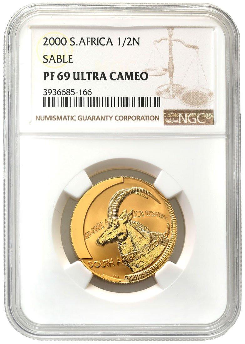 Afryka Południowa. Antylopa 2000 - 1/2 uncji NGC PF69 ULTRA CAMEO (2 MAX)