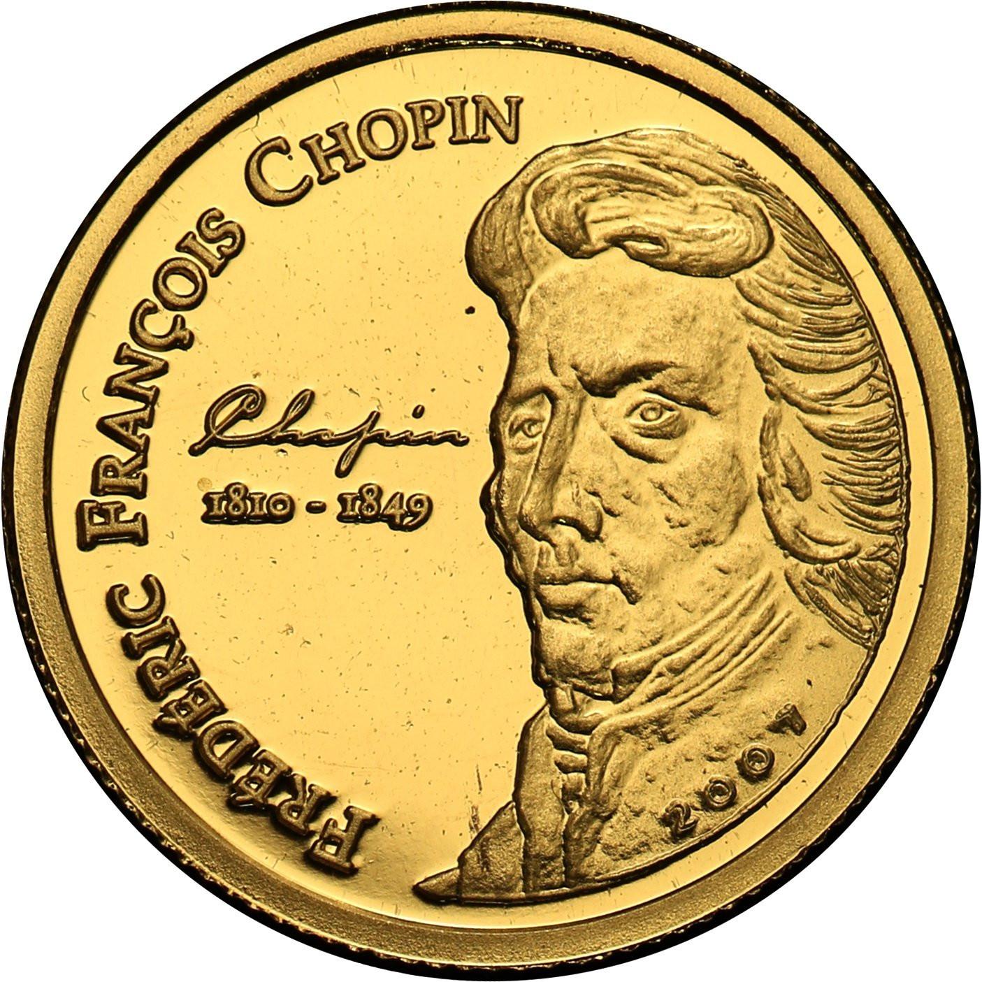 Wybrzeże Kości Słoniowej. 1500 franków 2007 Fryderyk Chopin