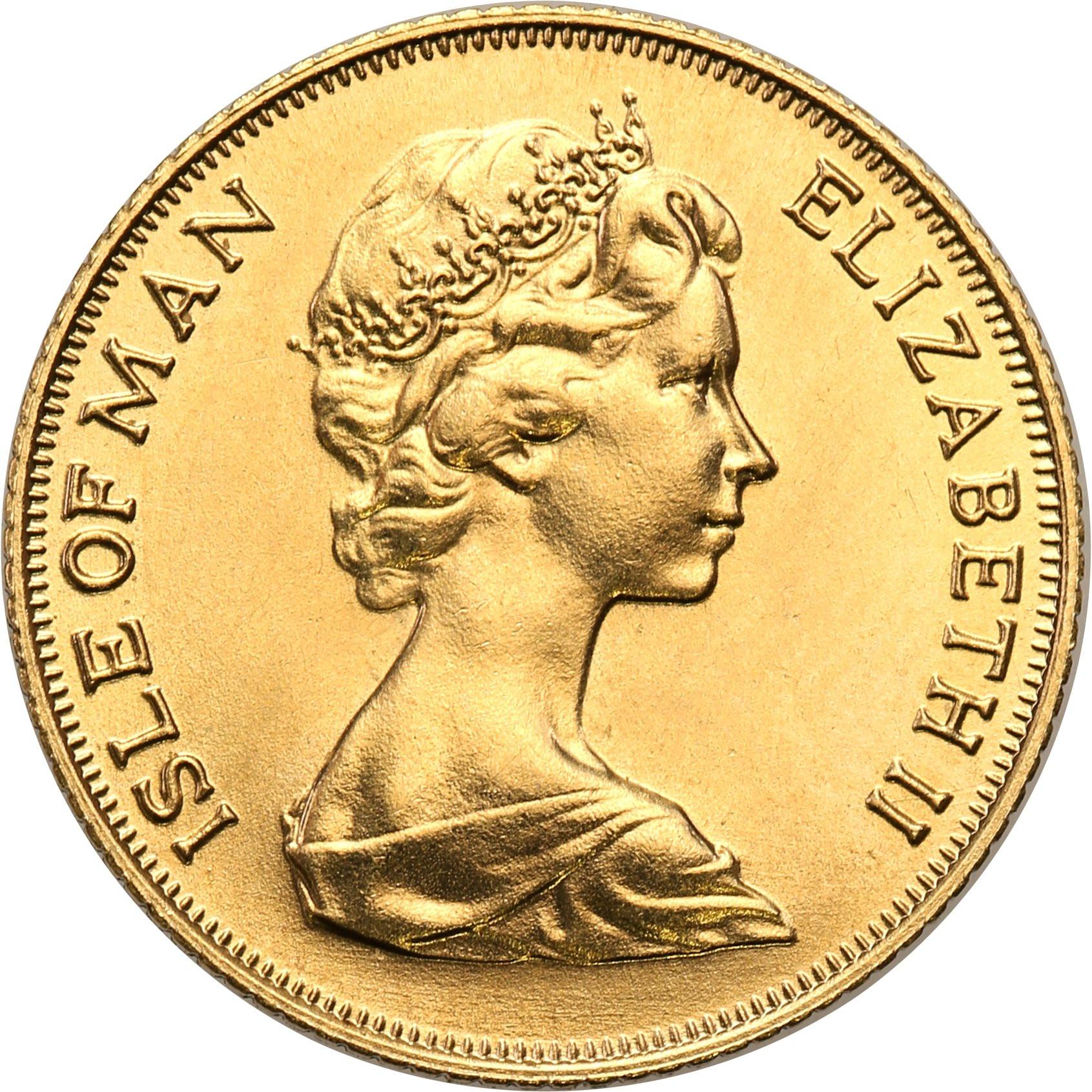 Isle of Man. Elżbieta II. 1/2 suwerena (funta) 1973 – Złoto