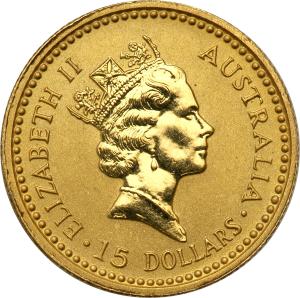 Australia 15 dolarów 1992 (1/10 uncji złota) kangur st.L