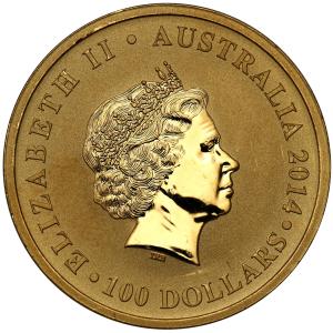 Australia. 100 dolarów 2014 kangur (uncja złota) st.L