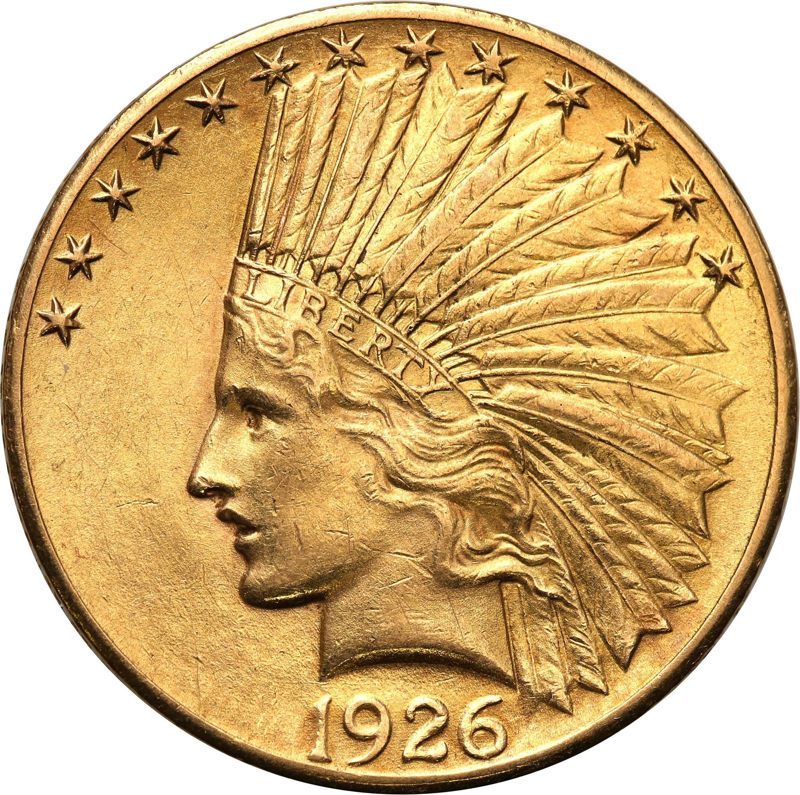 USA. 10  $ dolarów Indianin 1926 st.1-