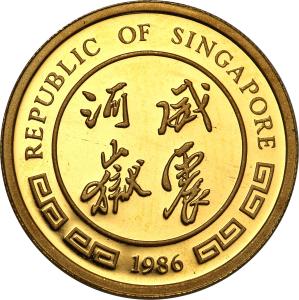 Singapur. 25 Singold 1986  Rok Tygrysa st.L – ¼ uncji złota