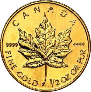 Kanada. 20 dolarów 1991 st. 1  - ½ uncji złota