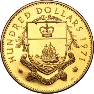 Bahamas. Eliżbieta II. 100 dolarów 1971 st.1/1-