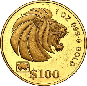 Singapur 100 dolarów 1995 st. L – uncja złota