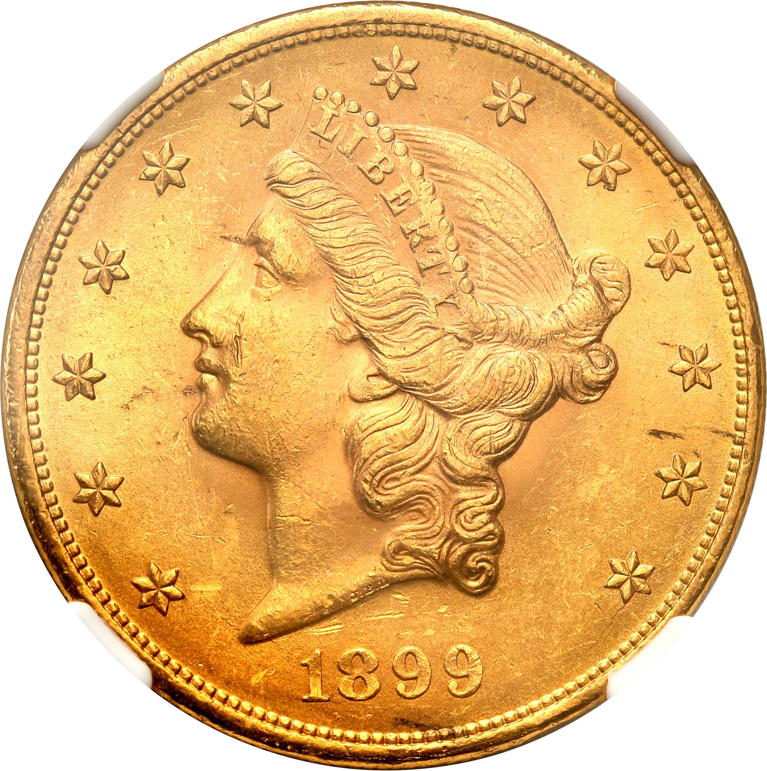 USA. 20 dolarów Liberty 1899 Filadelfia NGC MS62