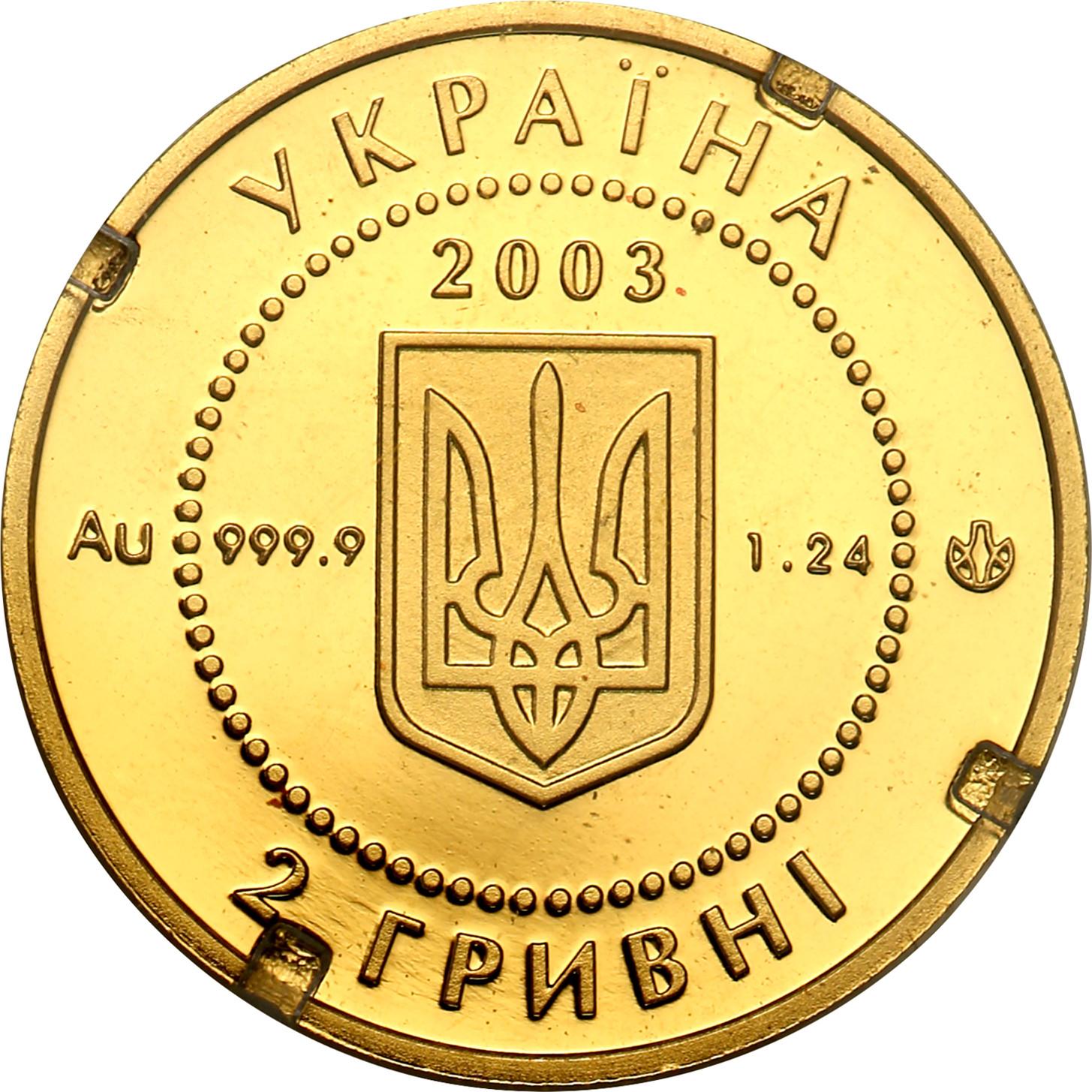 Ukraina 2 hrywny 2003 Salamandra 1/25 uncji czystego złota st. L
