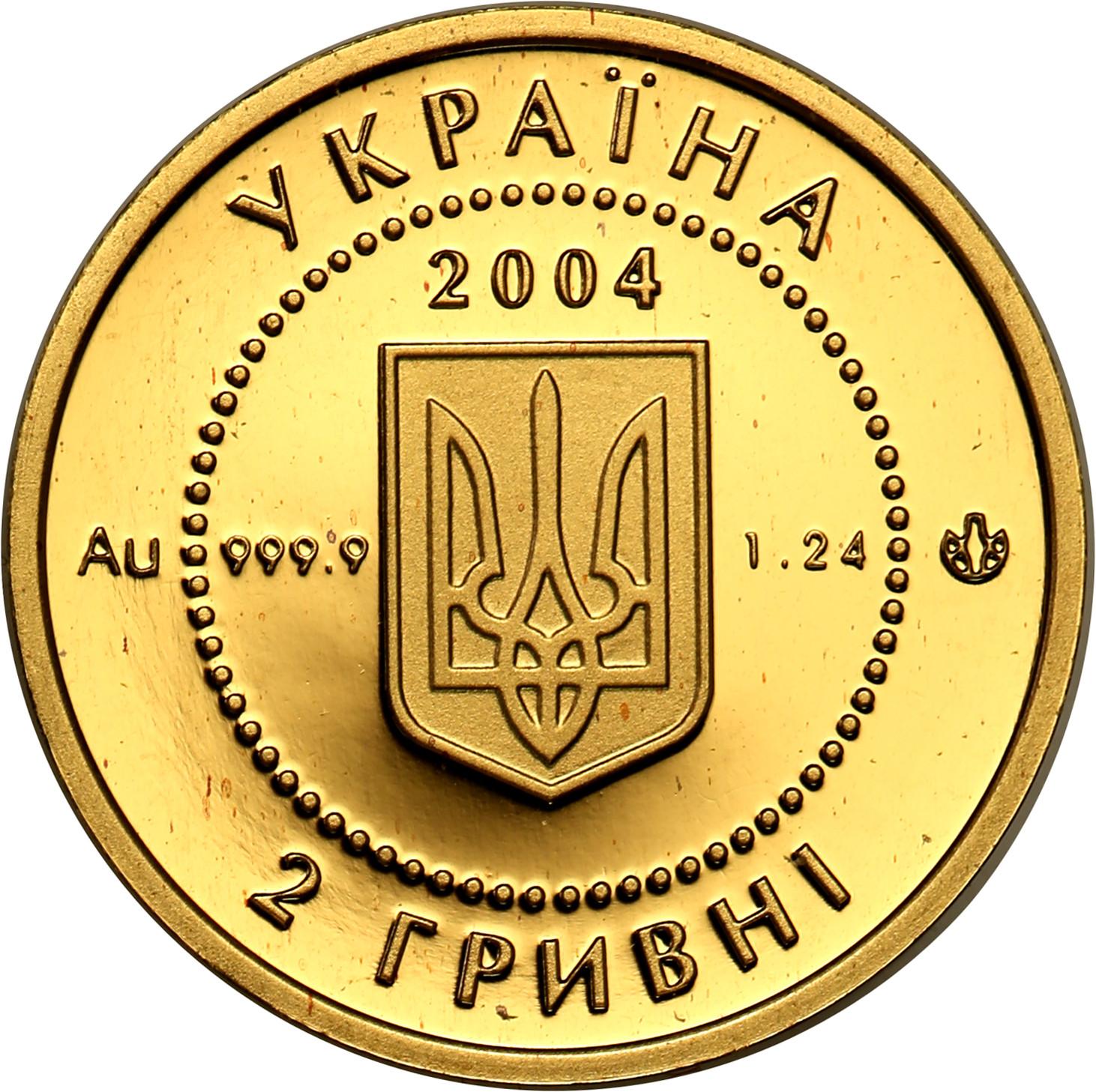 Ukraina 2 hrywny 2006 Bocian 1/25 uncji czystego złota st. L
