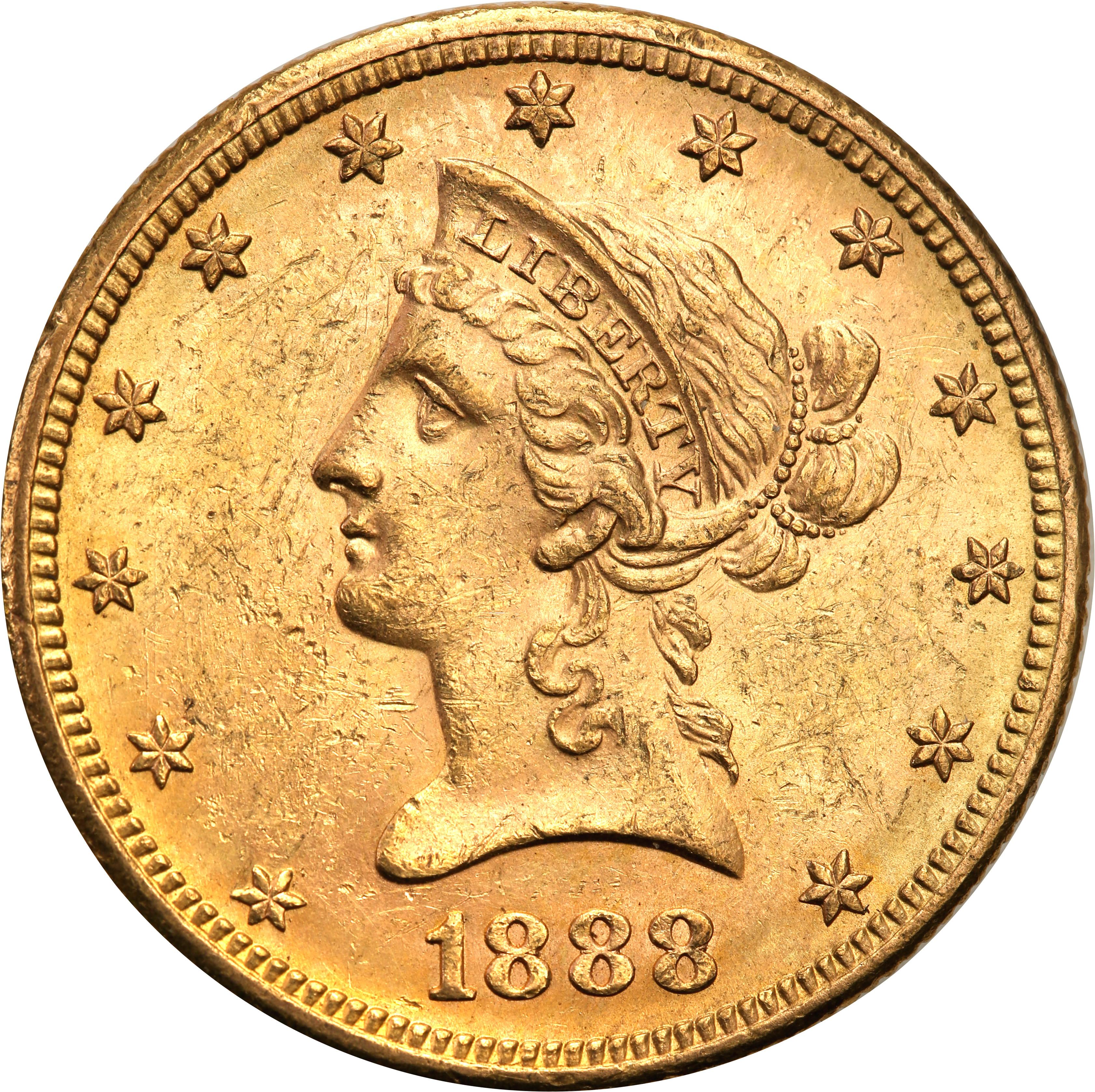 USA. 10 $ dolarów Liberty 1888 S – San Francisco st.1-