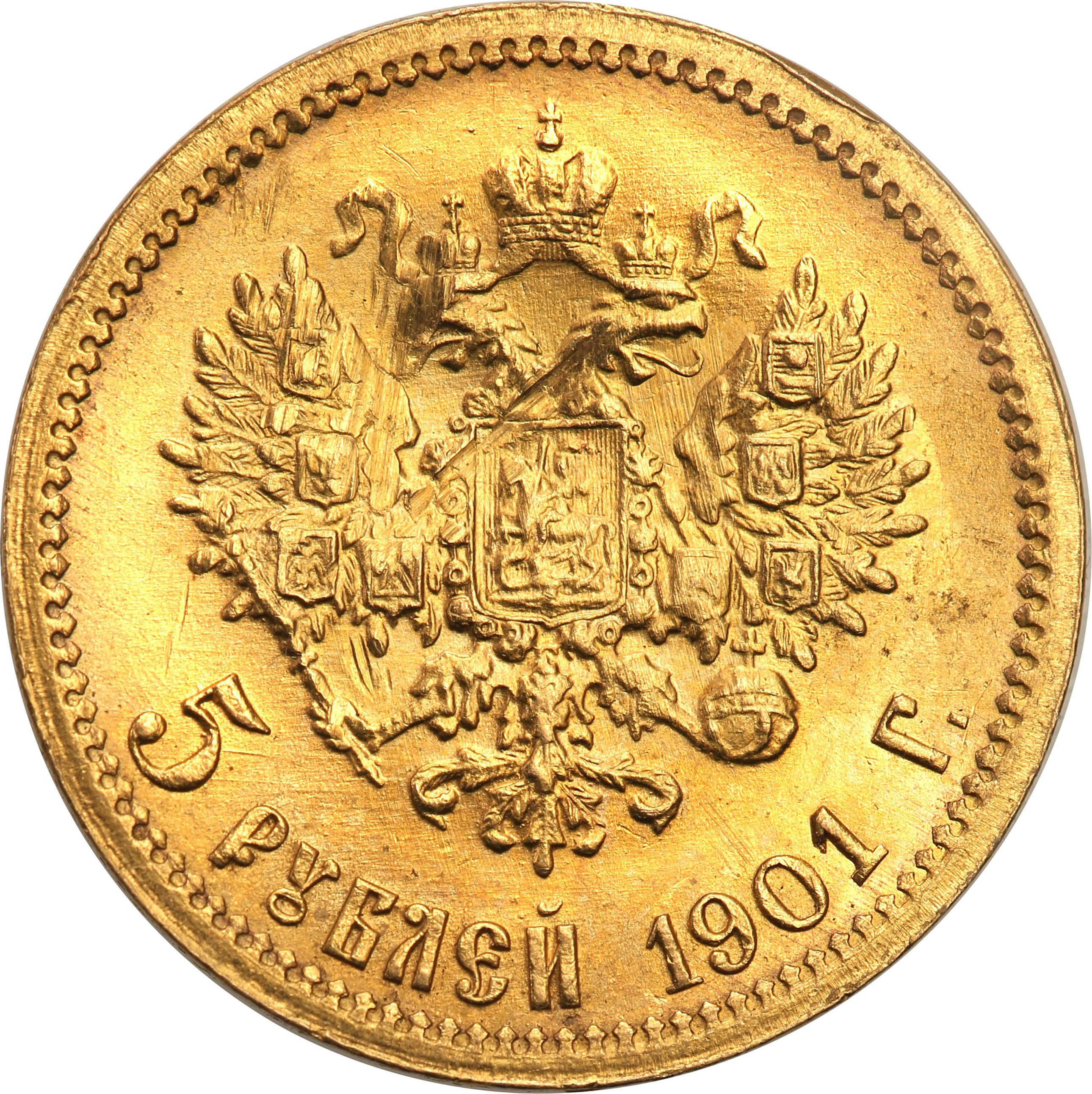 Rosja. Mikołaj II. 5 rubli 1901 (FZ), Petersburg st.1-