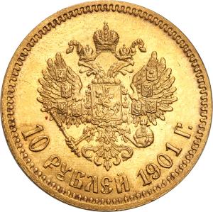 Rosja. Mikołaj II. 10 rubli 1901 АР, Petersburg st.1-