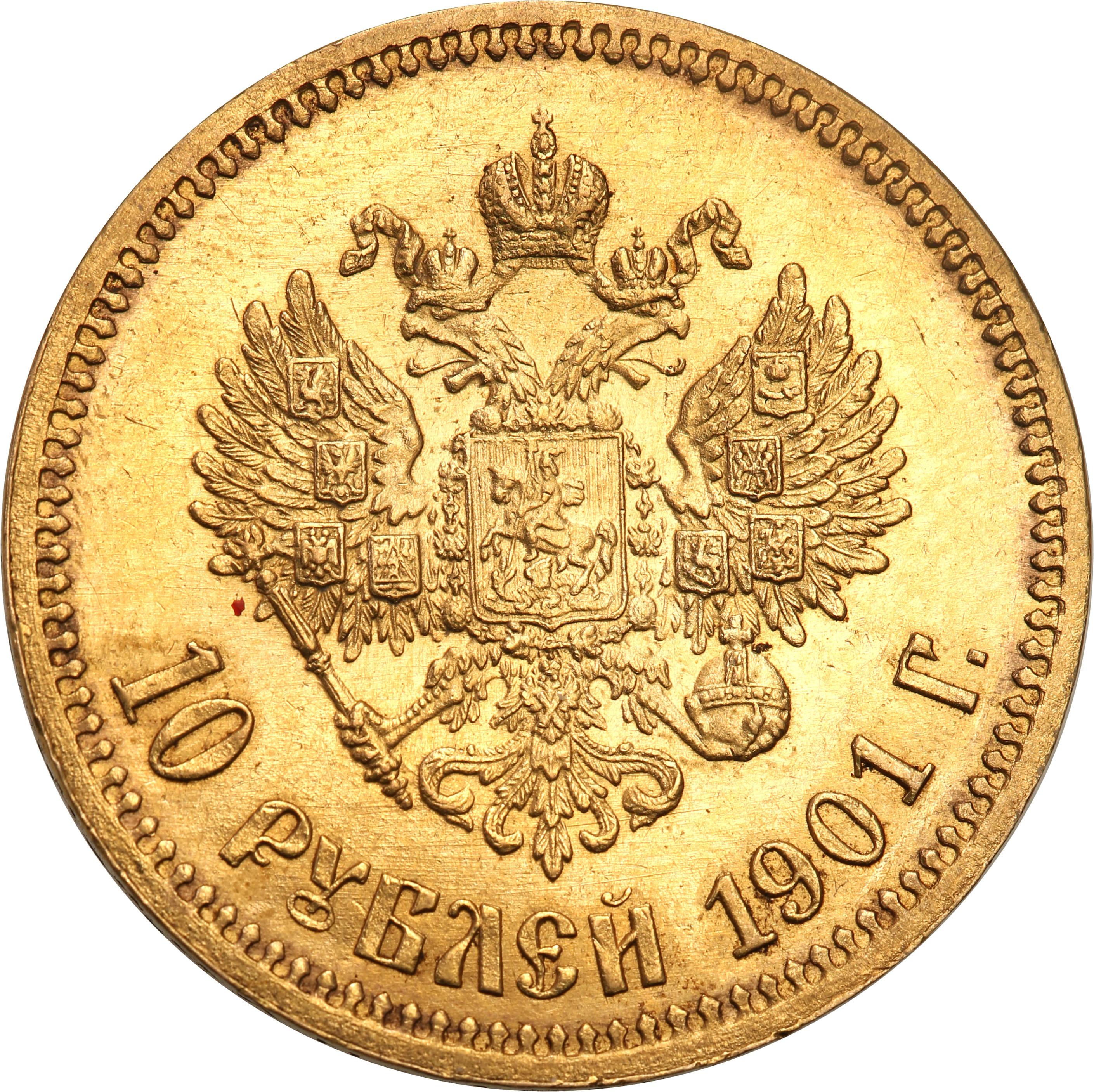 Rosja. Mikołaj II. 10 rubli 1901 АР, Petersburg st.1-