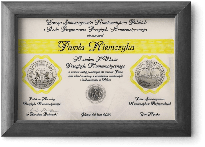 Medal V-lecia Przeglądu Numizmatycznego 2008 r.